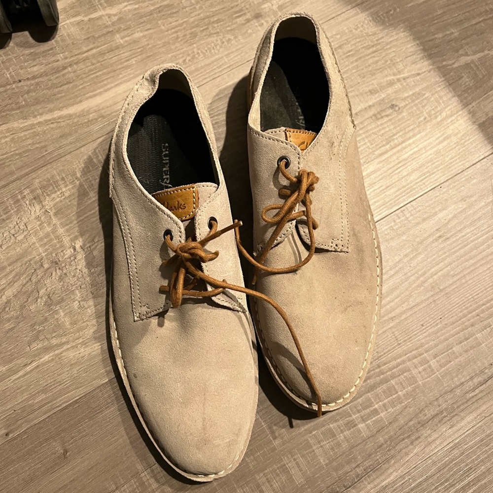Clarks Beige and Tan Suede Shoes